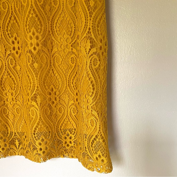 70s Crotchet Style Mustard Yellow Midi Shift Dress - Picture 4 of 5